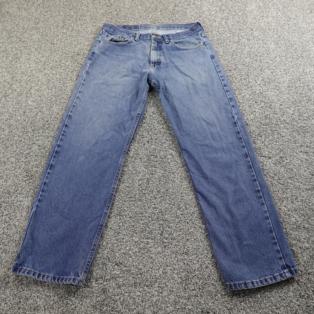 Wrangler Jeans Mens 32X30 Dark Blue Denim Pants Relaxed Western Cowboy Workwear